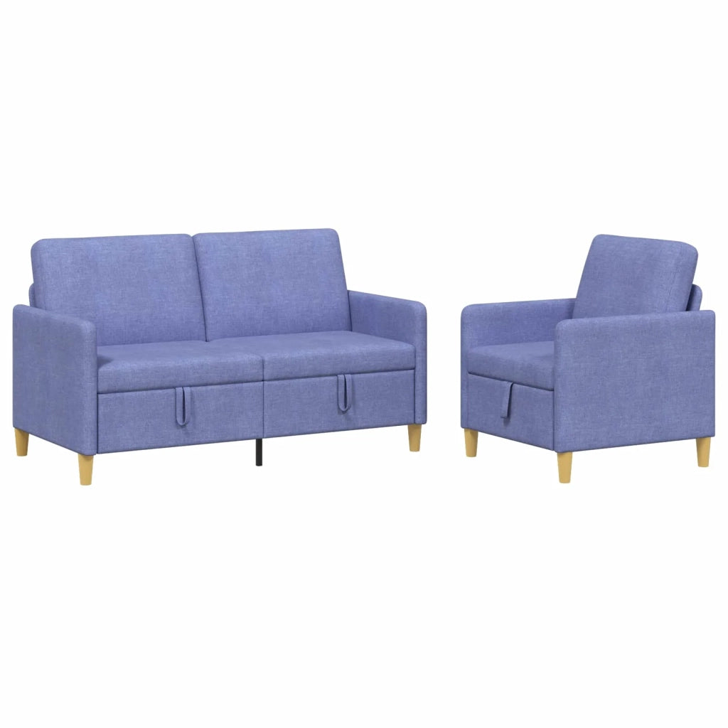Set di Divani con Storage 2 pz Blu jeans Poliestere 3429189