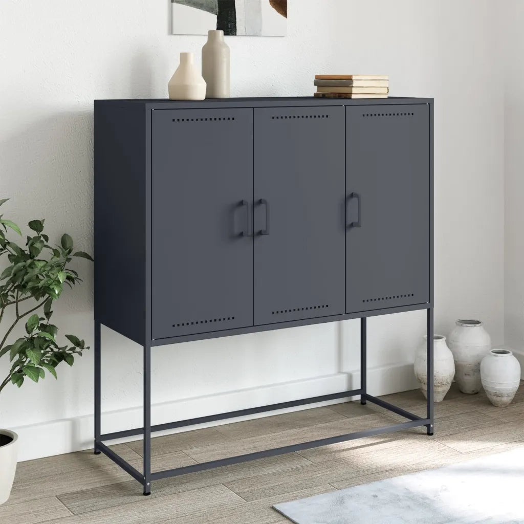 Credenza | Madia | Buffet da pranzo | Armadio da pranzo Antracite 100,5x39x107 cm in Acciaio