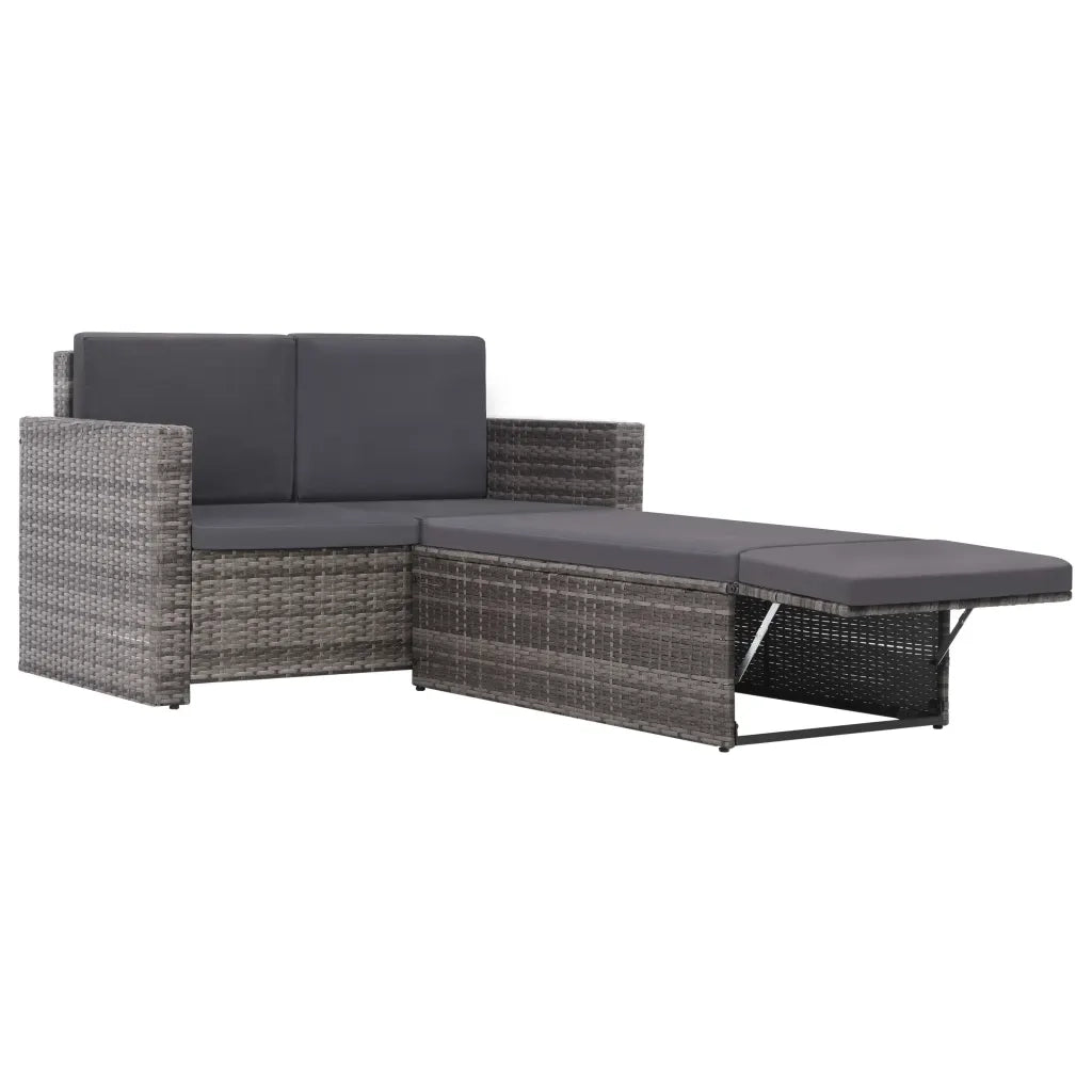Set Divani da Giardino 2 pz con Cuscini in Polyrattan Grigio 44422