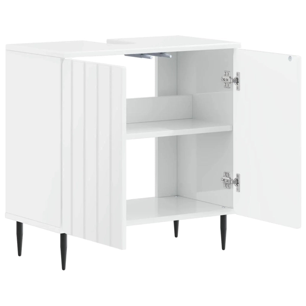 Armadio per Lavabo da Bagno ZWOLLE Bianco Lucido 896349
