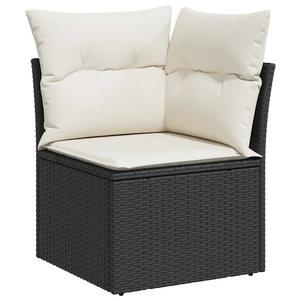 Set Divano da Giardino con archiviazione 7 pcs Nero Poly Rattan