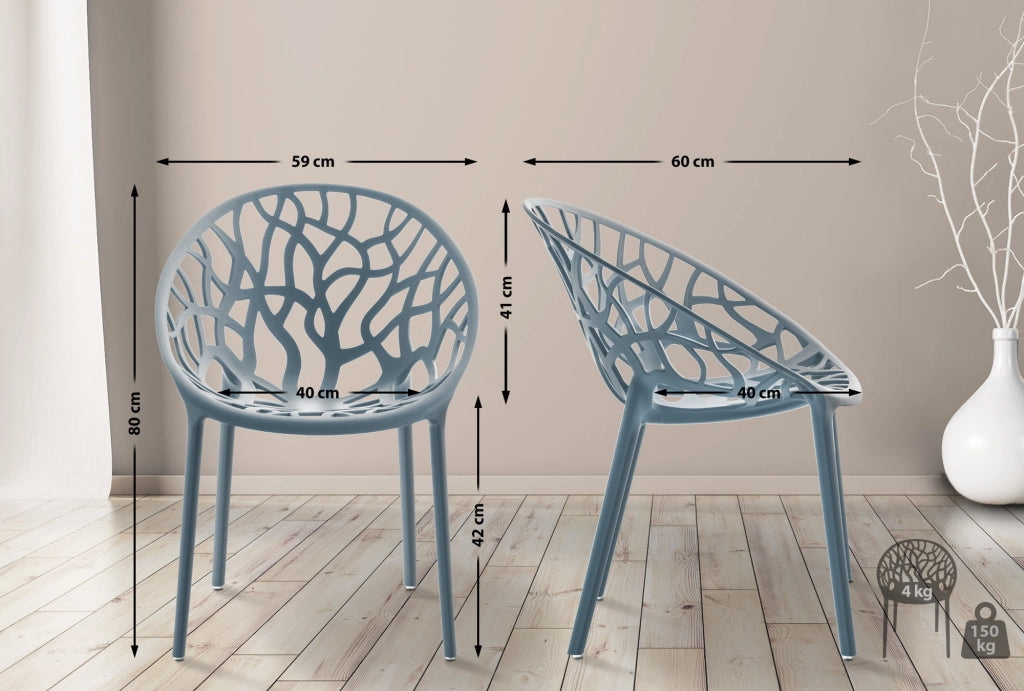 Set 4 sedie da giardino HOPE grigio