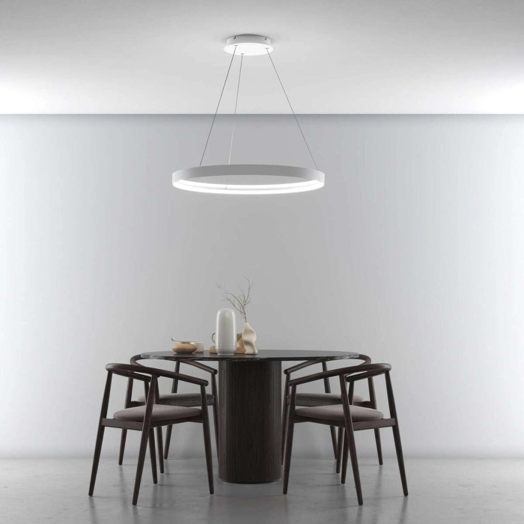 MALIKA SOSPENSIONE 80 CM BIANCO LED CCT SWITCH 3000/4000/6000°K 56W 7469-7639LM CRI 90