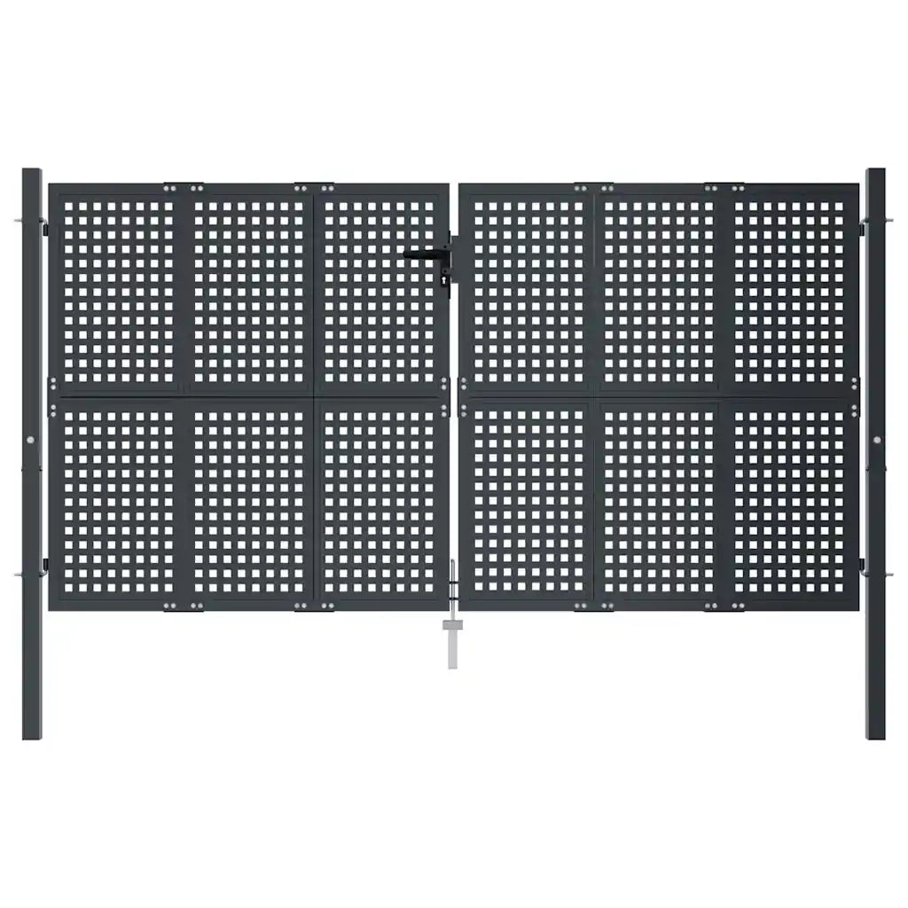 Cancello da Giardino Antracite 300x125 cm in Acciaio 154567