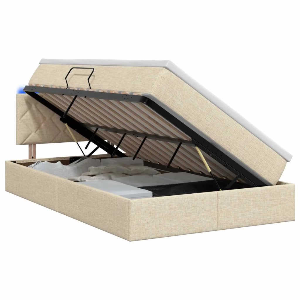 Letto con contenitore LED e materasso Crema 120 x 200 cm 3459121
