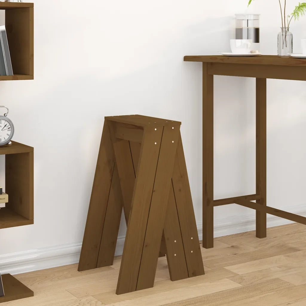 Sgabelli 2 pz Marrone Ambra 40x40x75 cm Legno Massello di Pino 823672