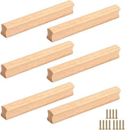 Set di Maniglie in Legno per 6 Pezzi - Maniglie in Legno Massello per Armadi, Bagni e Cucine, Distacco 160 mm