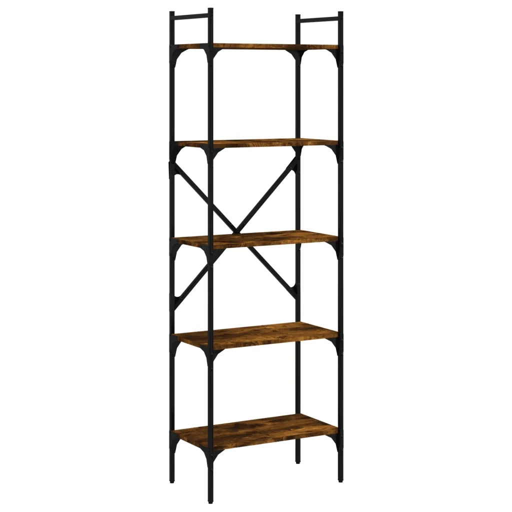 Libreria Rovere Fumo 5 Ripiani 56x31,5x174 cm Legno Multistrato 833345