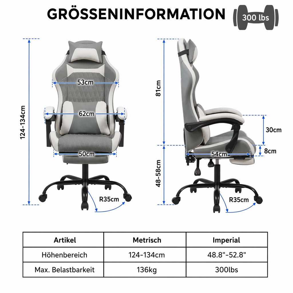 Sedia da ufficio ergonomica girevole con poggiapiedi e schienale reclinabile ruote silenziose in PVC verde polvere