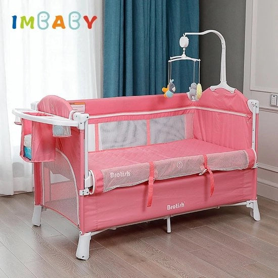 Wieg Portatile con Tavolo di Protezione - Sdraioggi per Bambini con Box Multifunzione - Dimensioni 126x70x76 CM - colore Rosa