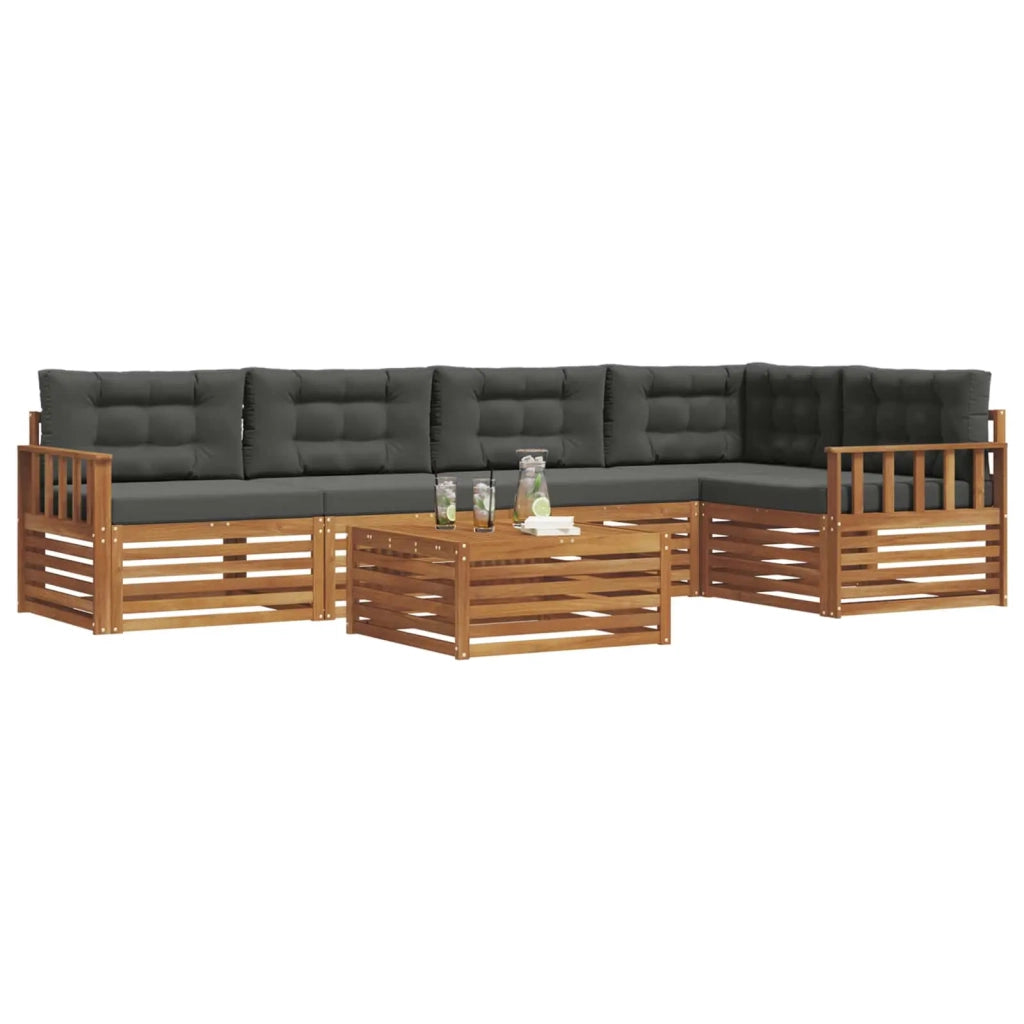 Set di divani da esterno con cuscino 6 pcs Naturale e Antracite 3373492