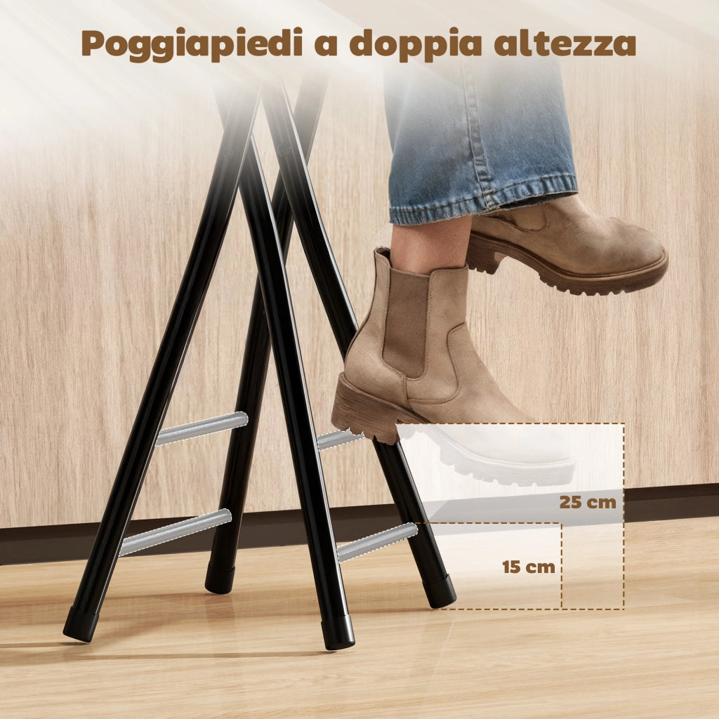 Set 4 Sgabelli Bar Pieghevoli ¨C Zephmum ¨C Legno e Acciaio, Nero, 34x30x70 cm