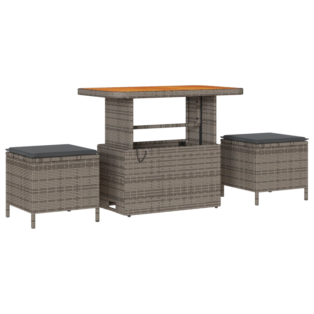 Set di Divani da Giardino da 9 Pezzi con Cuscini Grigio Polyrattan Acacia