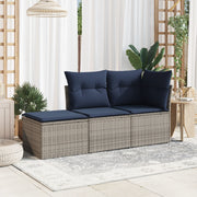 Sgabello Giardino con Cuscino Grigio 55x55x37 cm in Polyrattan 366154