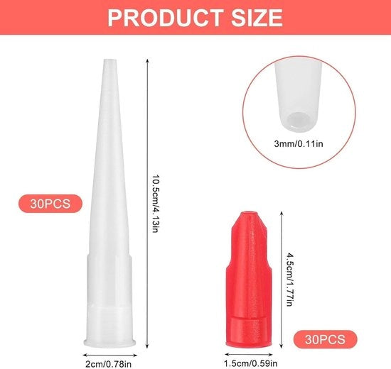 Set di 30 bocchette di spugna in silicone trasparente per cartucce - Punti di sostituzione con cappucci di sigillatura - Accessori utili per pistole di spugna in silicone.