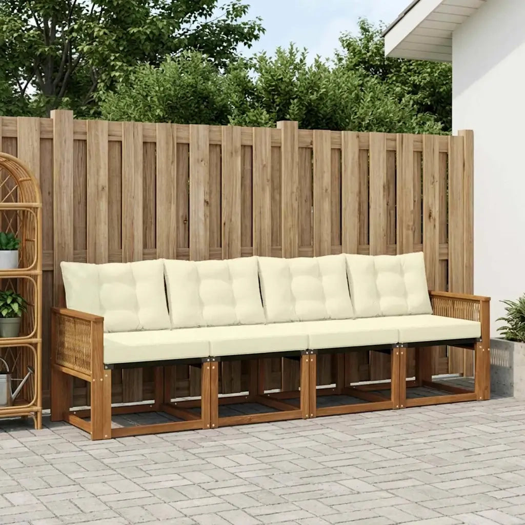 Set di divani da esterno con cuscino 5 pcs Naturale e Crema 3381762