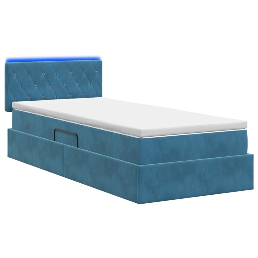 Letto con contenitore LED e materasso Blu Scuro 100 x 200 cm 3459172
