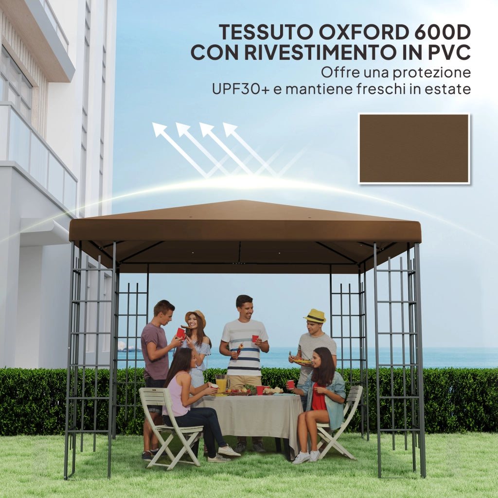 Copertura per Gazebo da Giardino 3x3 m ¨C zephmum ¨C Tessuto Oxford 600D, Marrone