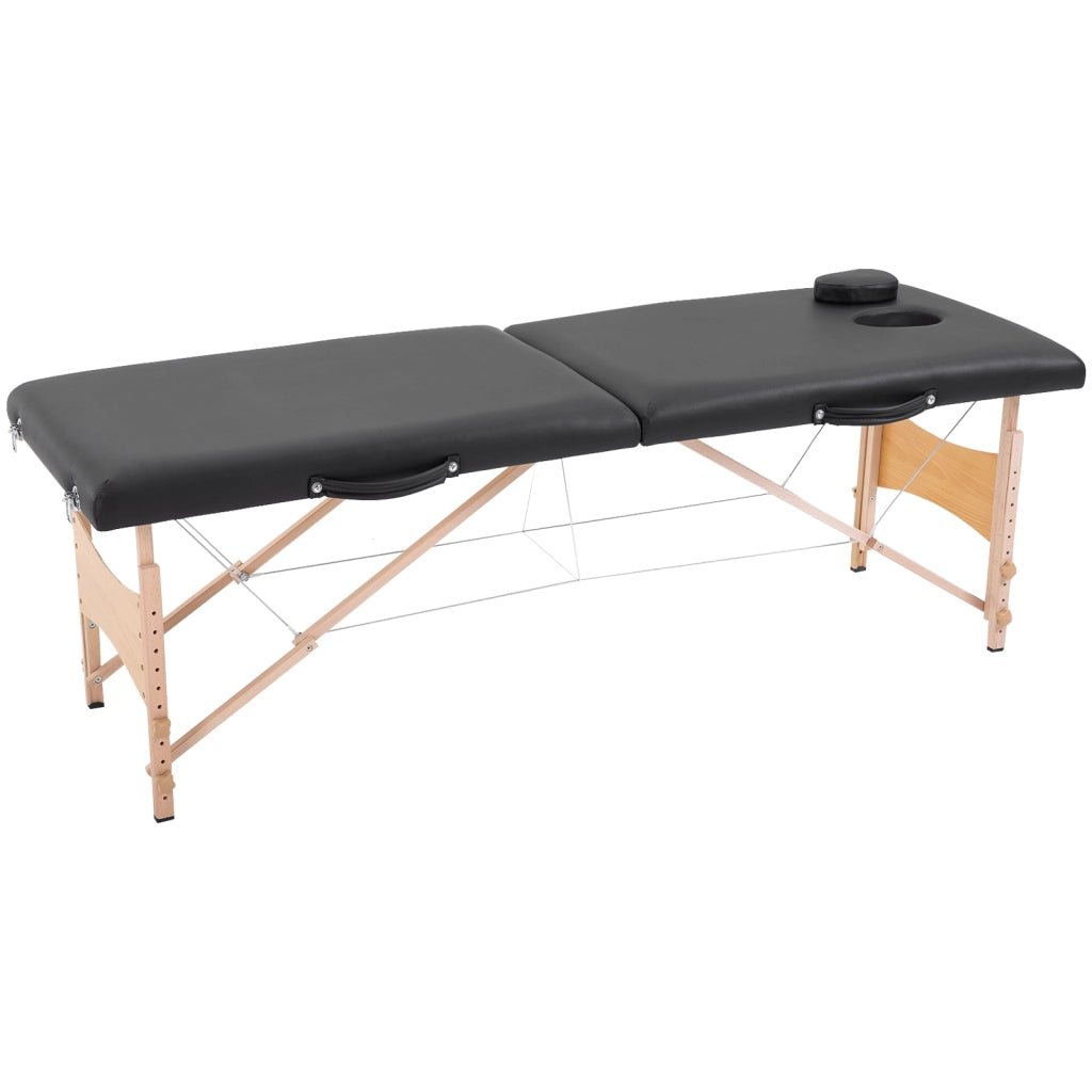Lettino da Massaggio Regolabile ¨C Zephmum ¨C Nero, 186x60x58-81 cm, Cuscino Rimovibile