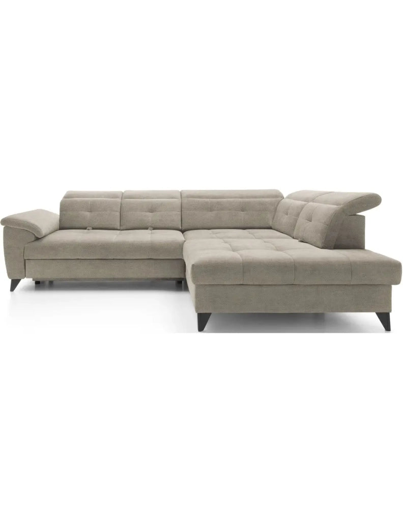 Divano ad angolo Beige 5 posti angolo destro salotto familiare INFERNO