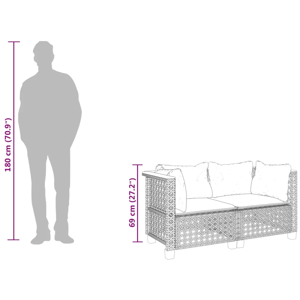 Divani Angolari da Giardino con Cuscini 2pz Polyrattan Grigio 365936