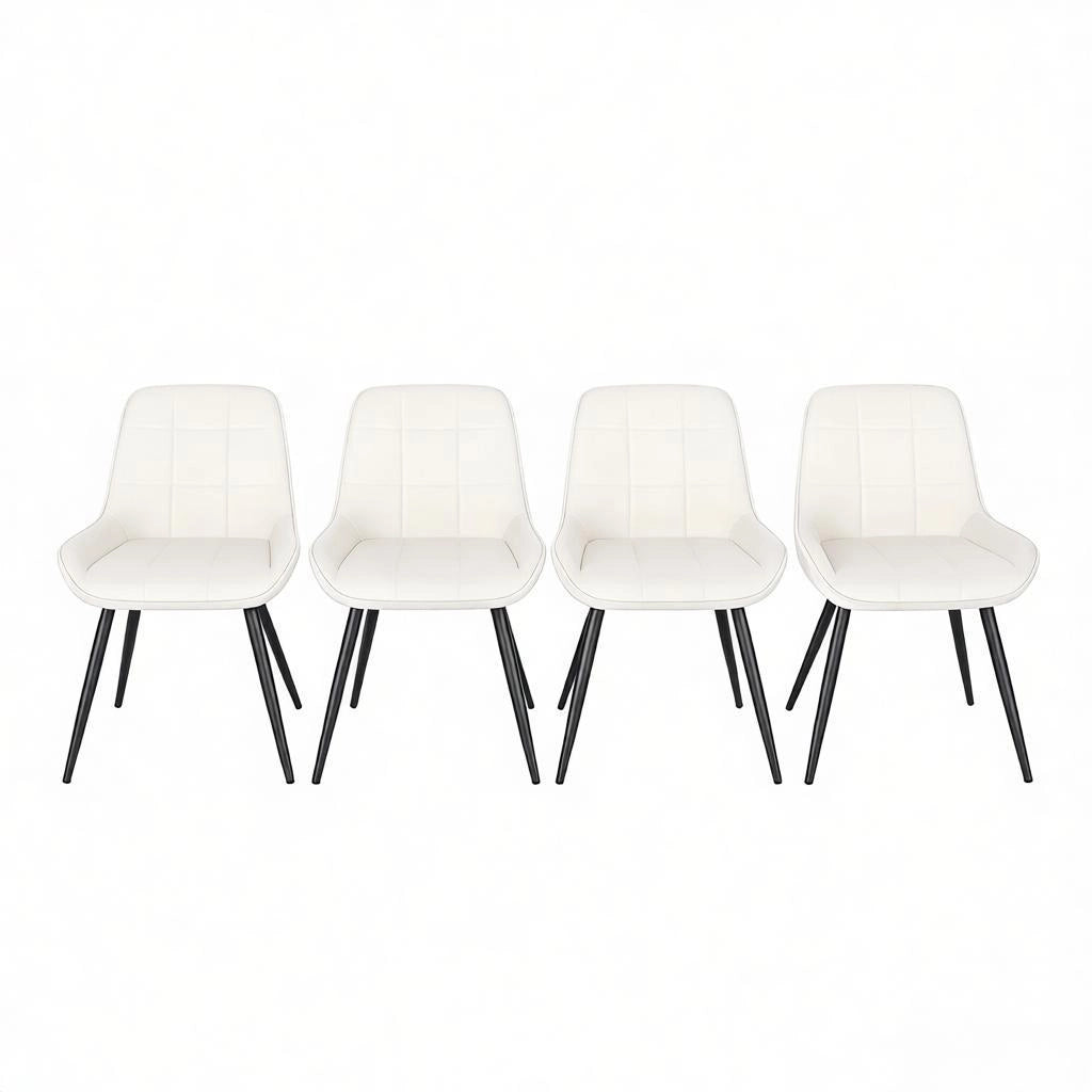 SEDIA Imbottita in Velluto 81,5 cm Metallo Set da 4 pezzi Nero/Bianco