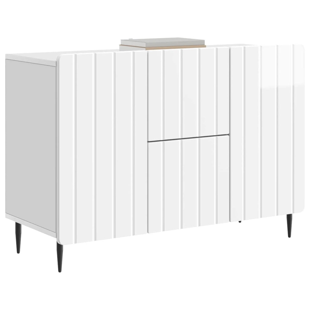 Credenza Bianco Lucido 89 x 34,5 x 62 cm Legno ingegnerizzato