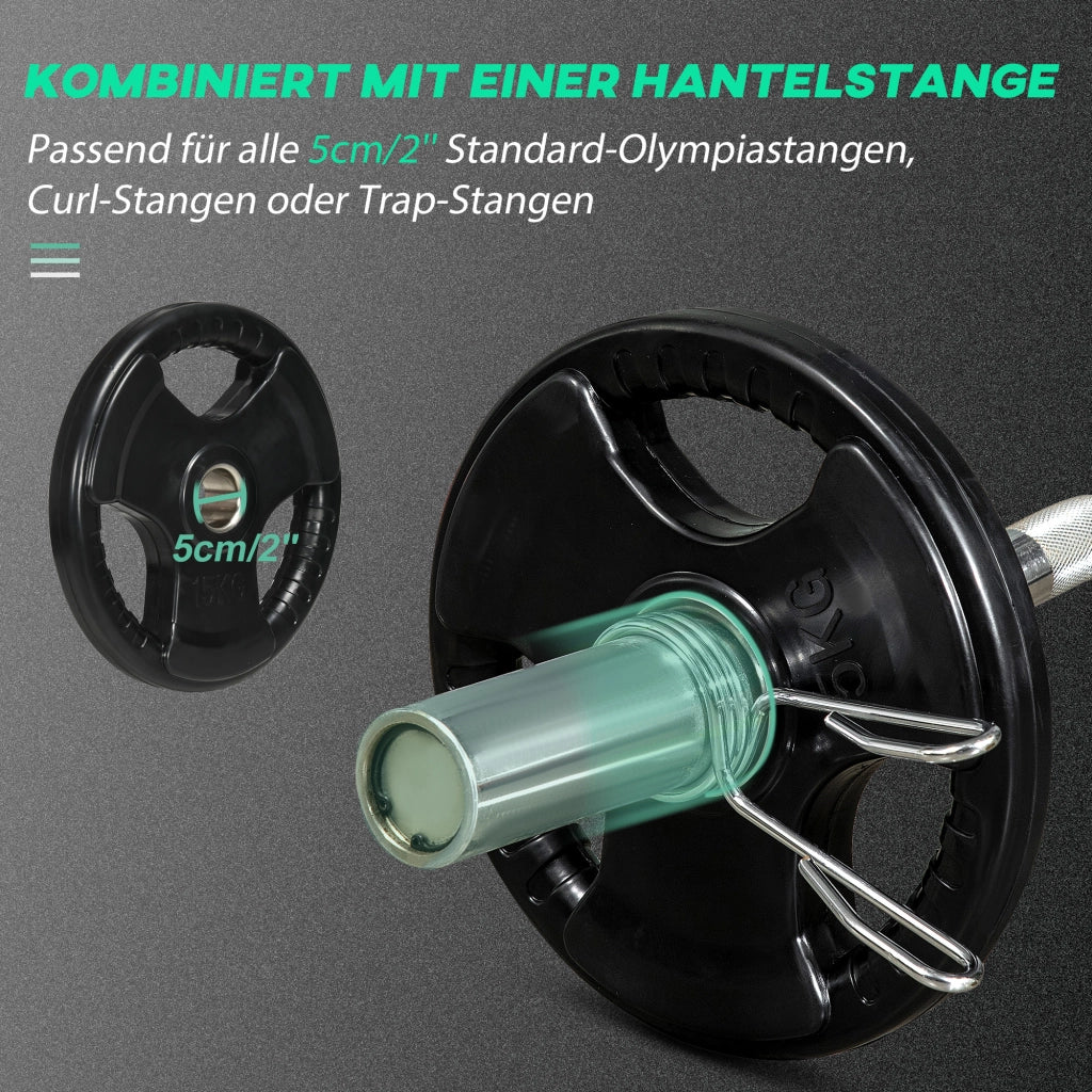 Disco per manubri 15 kg ¨C Minimal ¨C 3 maniglie, rivestimento in gomma