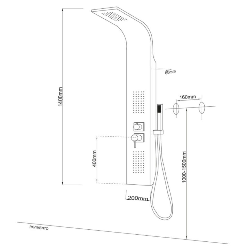 Colonna doccia 3 funzioni acciaio inox 2 bocchette idro lombari l20xp44xh140 001b *** finitura- cromo lucido, confezi...