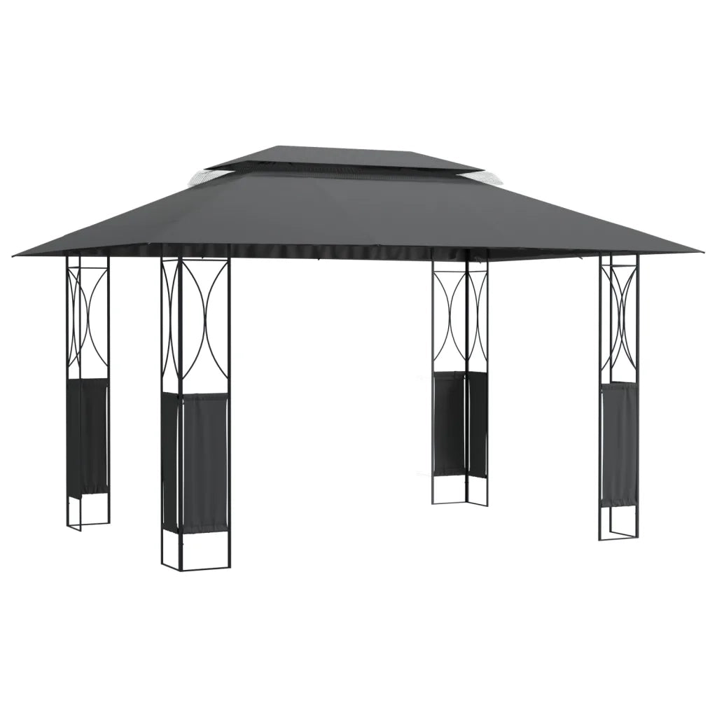 Gazebo con Tetto Antracite 400x300x270 cm Acciaio 360142