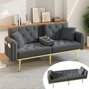 Divano letto estraibile ¨C Minimal ¨C tessuto grigio 2 posti con porta bevande
