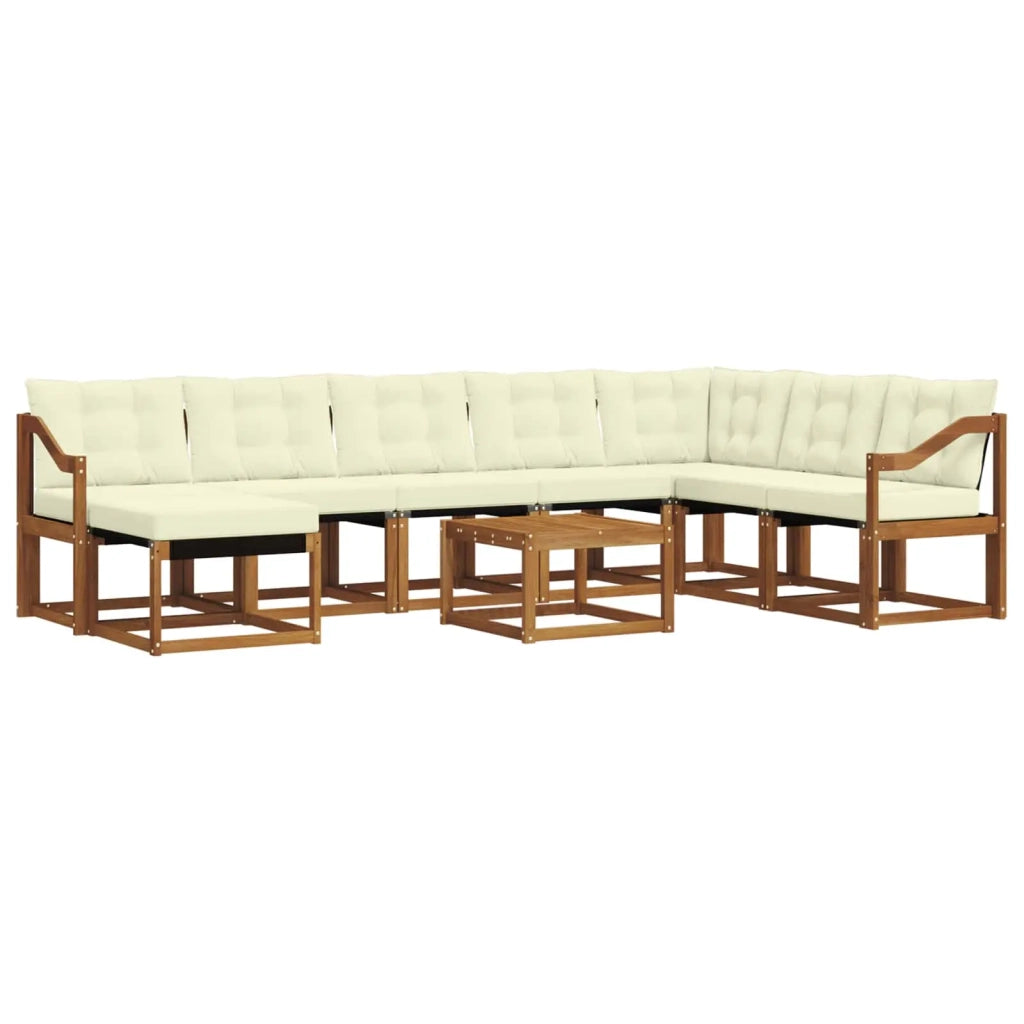 Set di divani da esterno con cuscino 9 pcs Naturale e Crema