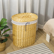 Cesto portabiancheria con coperchio in rattan naturale 100 L
