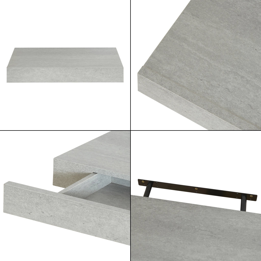 Mensola Hyvinkää con Cassetto Integrato Comodino Sospeso 39,5 x 25 x 5 cm Effetto Cemento [en.casa]