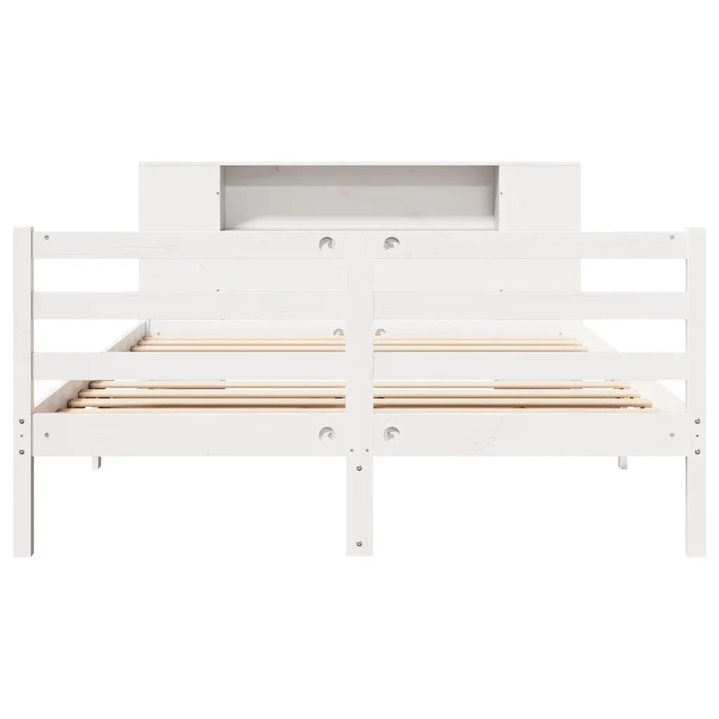 Letto Libreria senza Materasso Bianco 150x200 cm Legno di Pino 3321855