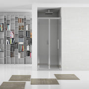 New plus - porta soffietto 87-91 cm vetro trasparente 6mm, h. 1,95