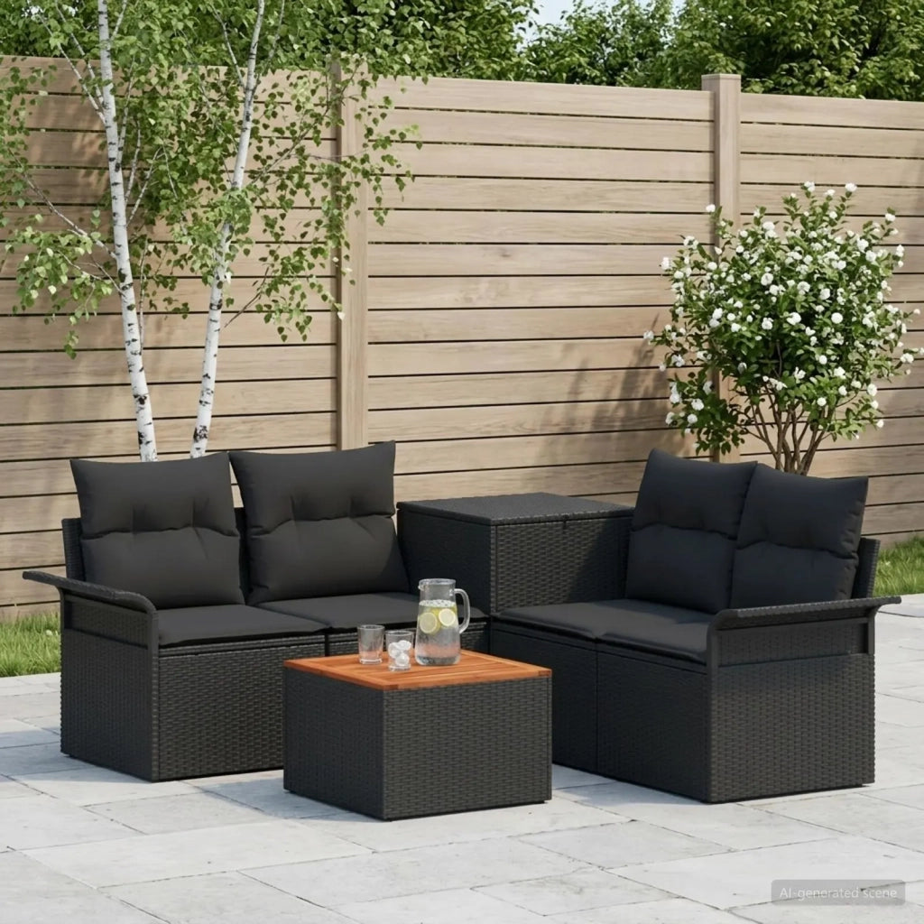 Set di divani 6 pz 4-Numero di posti Nero 3447073