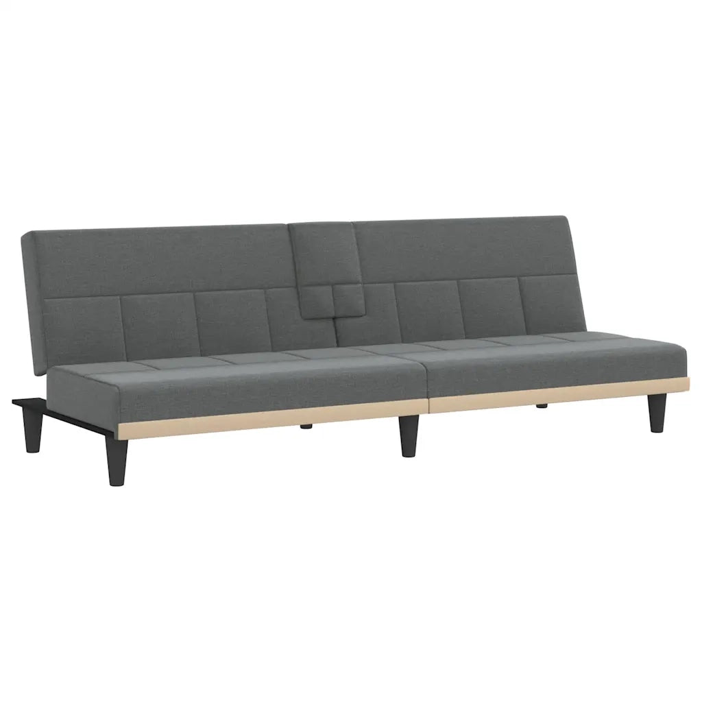Divano Letto con Portabicchieri in Tessuto Grigio Scuro 351864