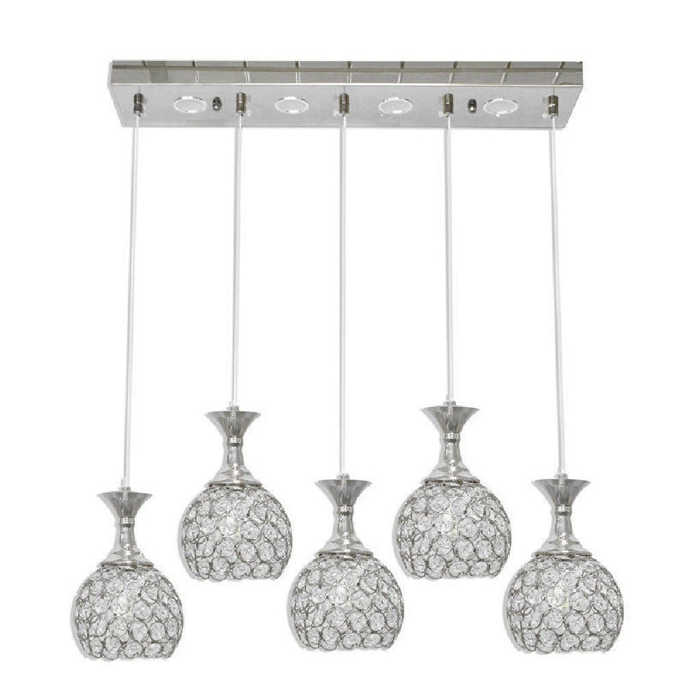Trade Shop - Lampadario Da Soffitto A Sospensione Plafoniera Sfere Cristalli Attacco G9 B26 - Argento