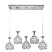 Trade Shop - Lampadario Da Soffitto A Sospensione Plafoniera Sfere Cristalli Attacco G9 B26 - Argento