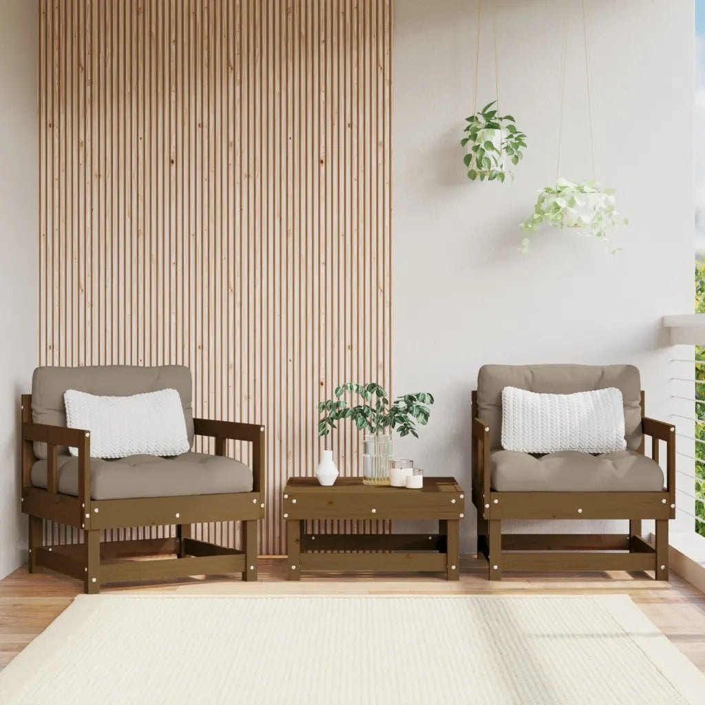 Sedie da Giardino 2 pz Marrone Ambra in Legno Massello di Pino 825390