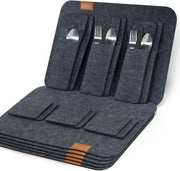 Set di tovagliette da 18 - lavabile - antiscivolo - termoresistente - velluto - inclusi sottopiedi e sacchetti per posate - per tavolo da pranzo e cucina - 44 x 32 cm - antracite