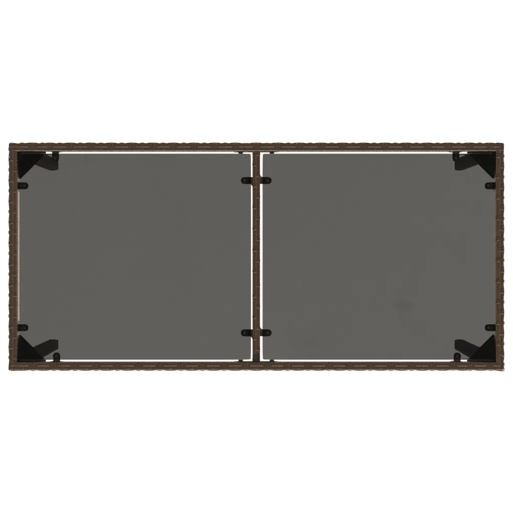 Tavolo Giardino con Piano Vetro Marrone 115x54x74 cm Polyrattan 365074