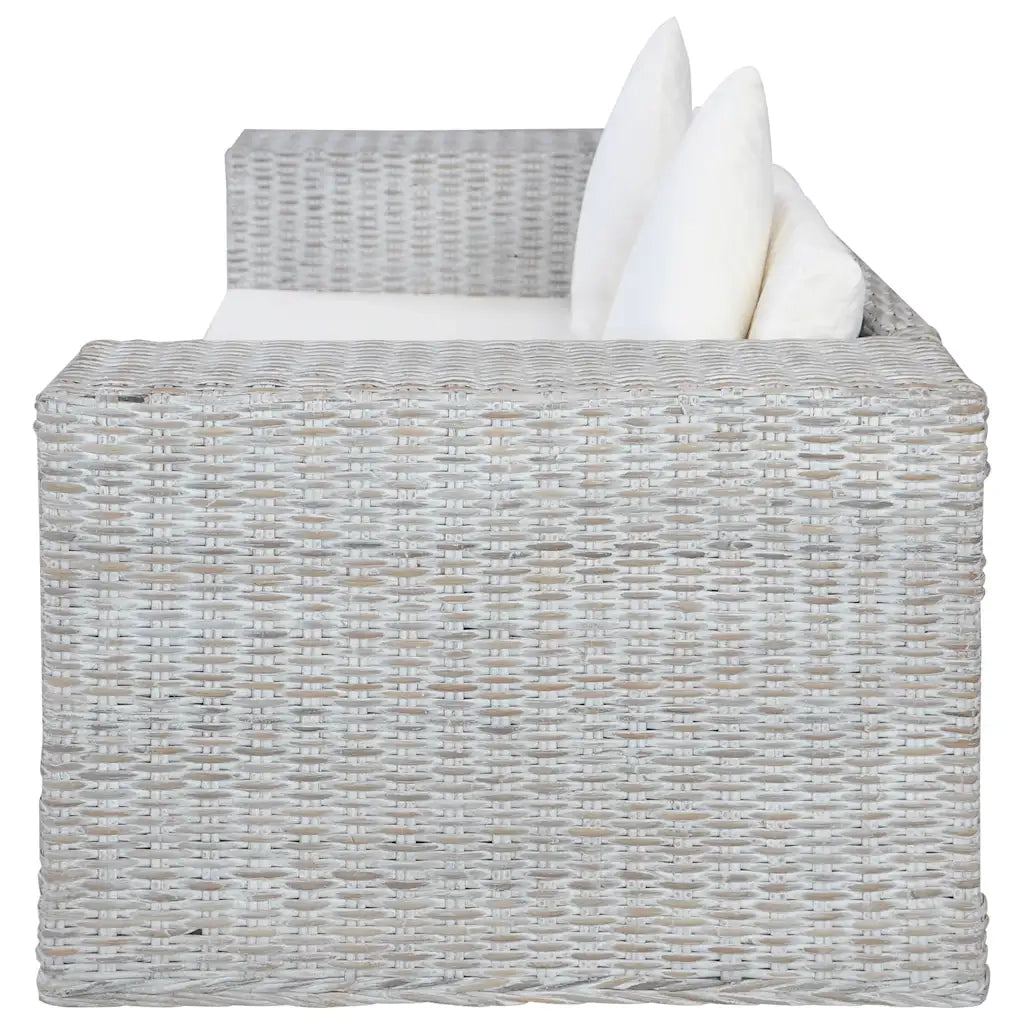 Set di Divani 2 pz con Cuscini Grigio in Rattan Naturale cod mxl 19131