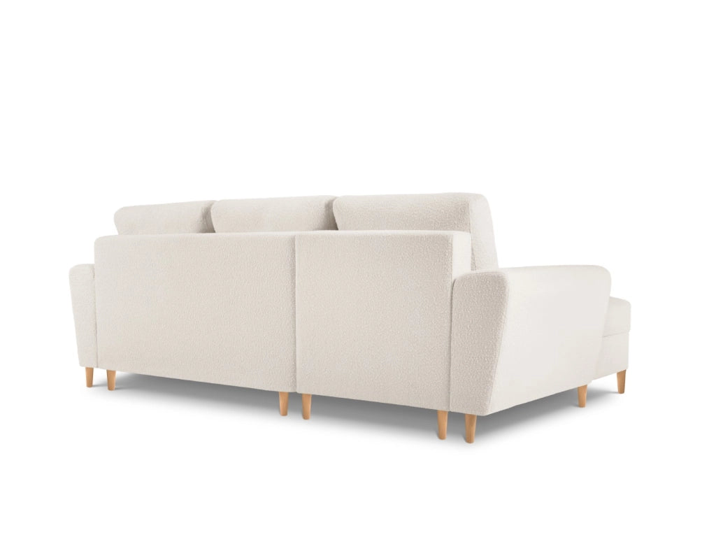 Cosmopolitan Design - Divano convertibile angolare sinistro con contenitore "Kyoto" 4 posti in bouclé beige 