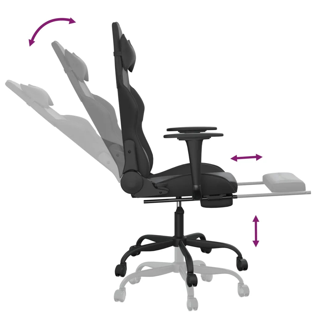 Sedia da Gaming con Poggiapiedi Nero in Similpelle cod mxl 57643