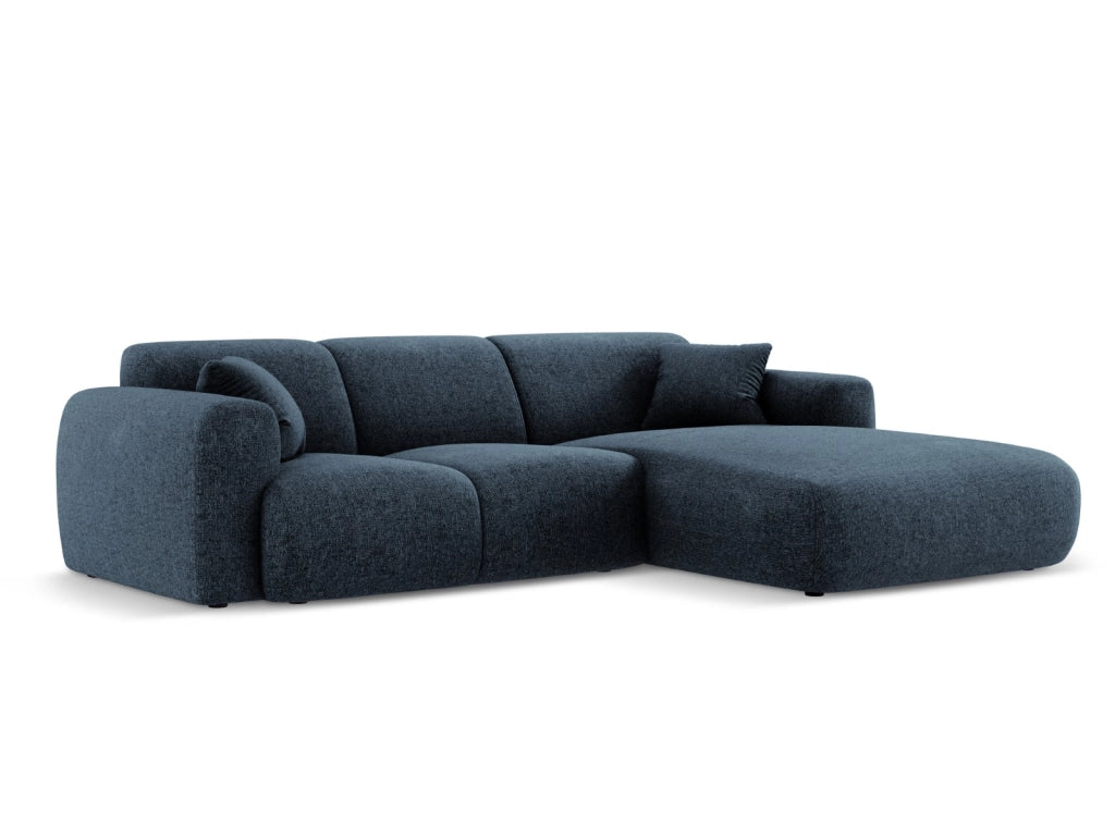 Cosmopolitan Design - Divano angolare destro "Nolio" 4 posti in ciniglia blu reale 