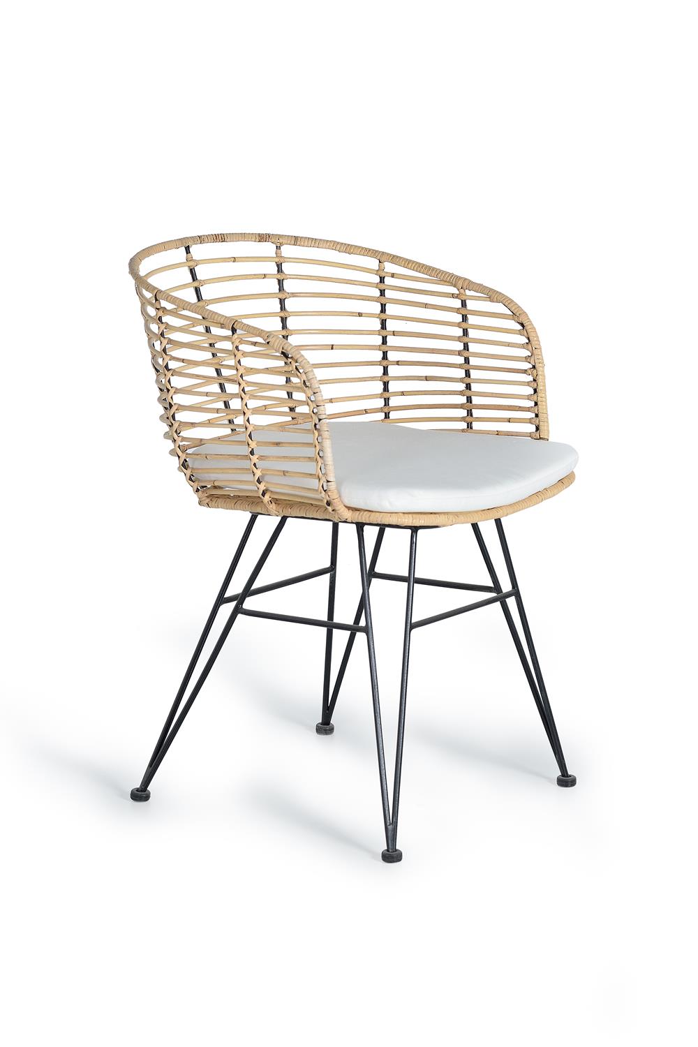 Set 2 sedie in rattan e metallo