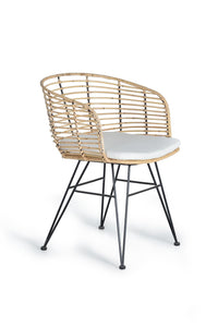 Set 2 sedie in rattan e metallo