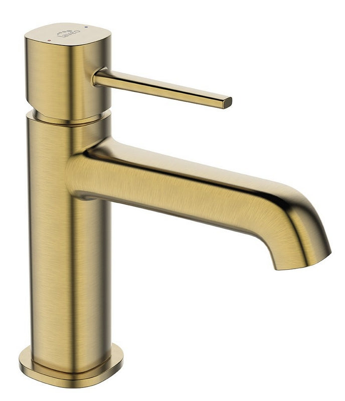 Batteria lavabo da appoggio con tappo click-clack – design moderno, finitura oro spazzolato